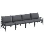 Gartensofa-set mit Kissen 4 pcs Schwarz Stahl – Bild 2
