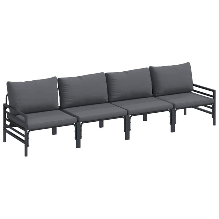 Gartensofa-set mit Kissen 4 pcs Schwarz Stahl – Bild 2