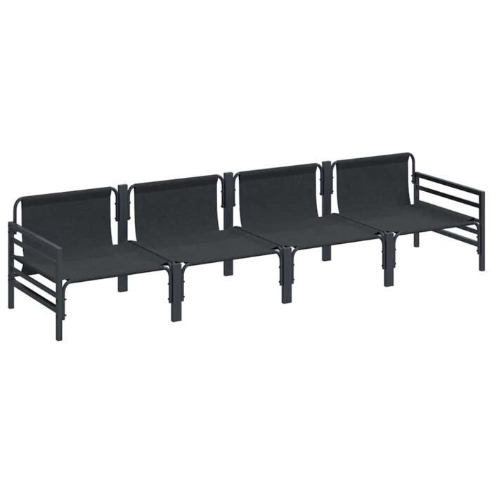 Gartensofa-set mit Kissen 4 pcs Schwarz Stahl – Bild 5