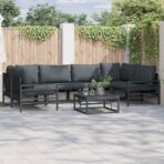 Gartensofa-set mit Kissen 6 pcs Schwarz Stahl