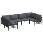 Gartensofa-set mit Kissen 6 pcs Schwarz Stahl – Bild 2