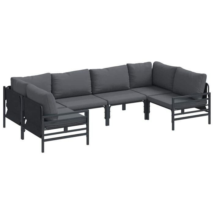 Gartensofa-set mit Kissen 6 pcs Schwarz Stahl – Bild 2