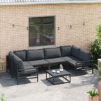 Gartensofa-set mit Kissen 6 pcs Schwarz Stahl – Bild 3