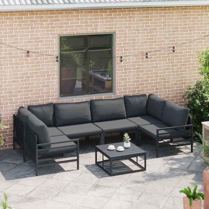 Gartensofa-set mit Kissen 6 pcs Schwarz Stahl – Bild 3