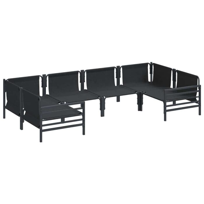 Gartensofa-set mit Kissen 6 pcs Schwarz Stahl – Bild 5