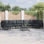 Gartensofa-set mit Kissen 7 pcs Schwarz Stahl
