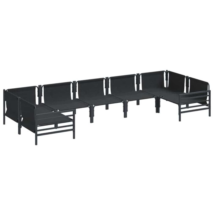 Gartensofa-set mit Kissen 7 pcs Schwarz Stahl – Bild 5