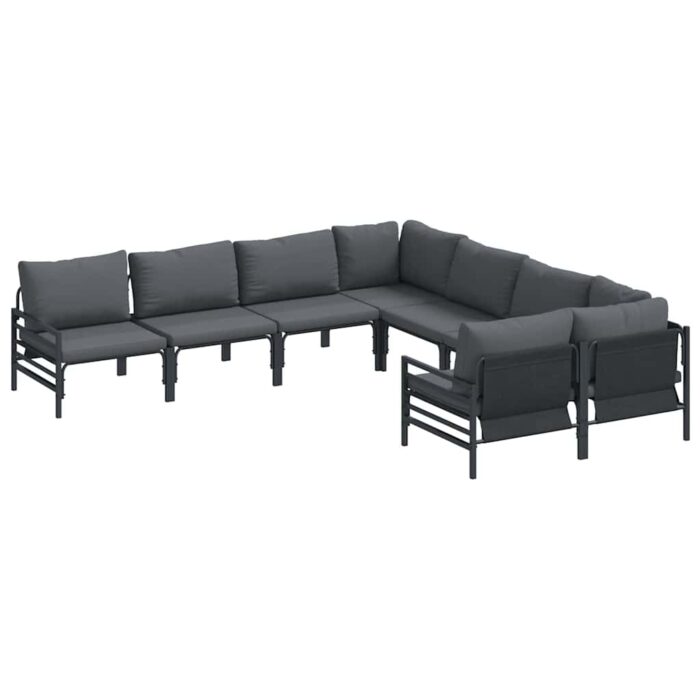 Garten-Sofa-Set mit Kissen Anthrazit Stahl – Bild 2