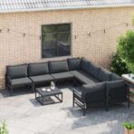 Garten-Sofa-Set mit Kissen Anthrazit Stahl – Bild 3