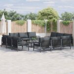 Gartensofa-set mit Kissen 12 pcs Schwarz Stahl