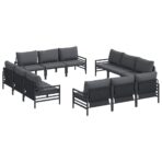 Gartensofa-set mit Kissen 12 pcs Schwarz Stahl – Bild 2