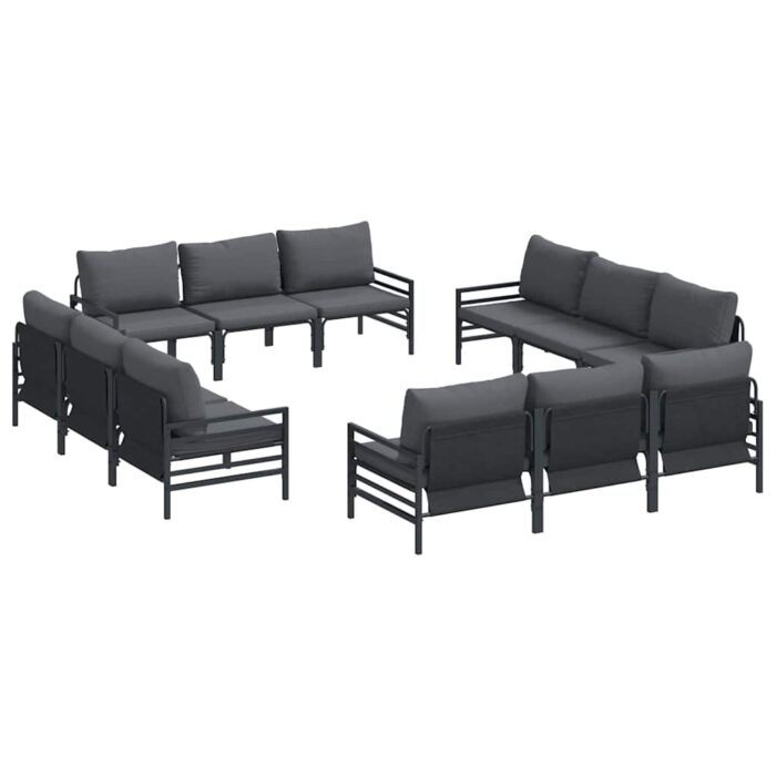 Gartensofa-set mit Kissen 12 pcs Schwarz Stahl – Bild 2