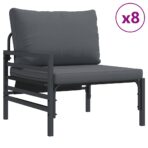 Gartensofa-set mit Kissen 12 pcs Schwarz Stahl – Bild 3