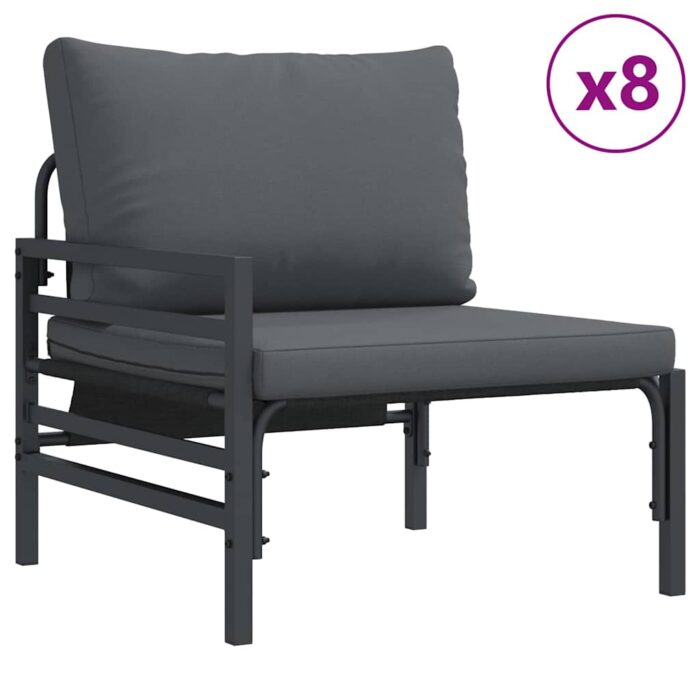 Gartensofa-set mit Kissen 12 pcs Schwarz Stahl – Bild 3
