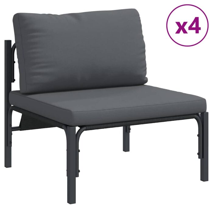 Gartensofa-set mit Kissen 12 pcs Schwarz Stahl – Bild 4
