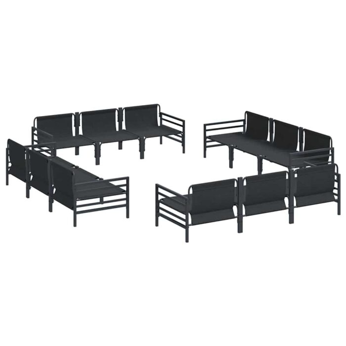 Gartensofa-set mit Kissen 12 pcs Schwarz Stahl – Bild 7