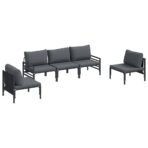 Gartensofa-set mit Kissen 5 pcs Schwarz Stahl – Bild 2