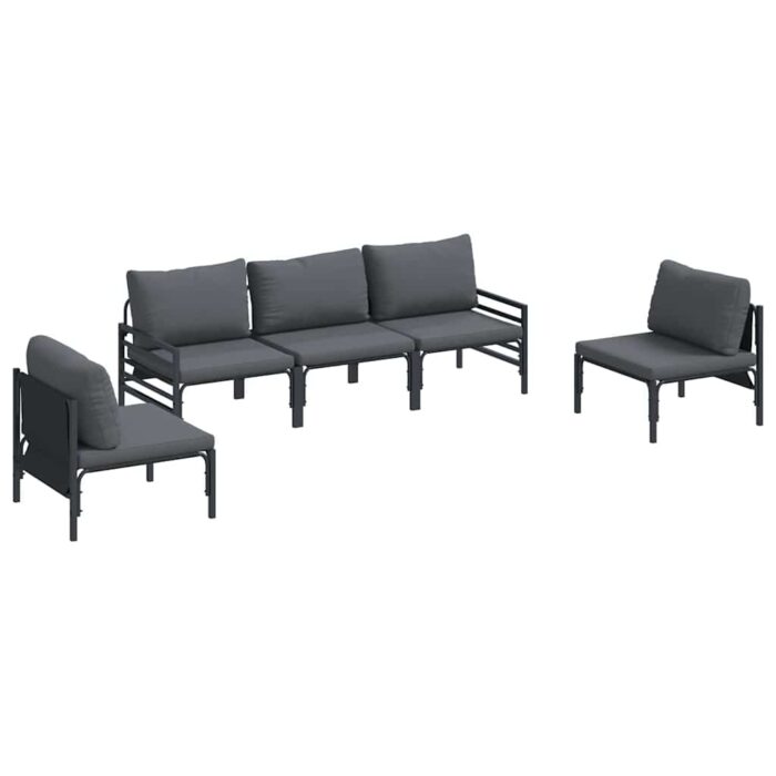 Gartensofa-set mit Kissen 5 pcs Schwarz Stahl – Bild 2