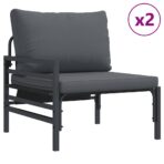 Gartensofa-set mit Kissen 5 pcs Schwarz Stahl – Bild 3