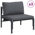 Gartensofa-set mit Kissen 5 pcs Schwarz Stahl – Bild 4