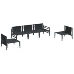 Gartensofa-set mit Kissen 5 pcs Schwarz Stahl – Bild 7
