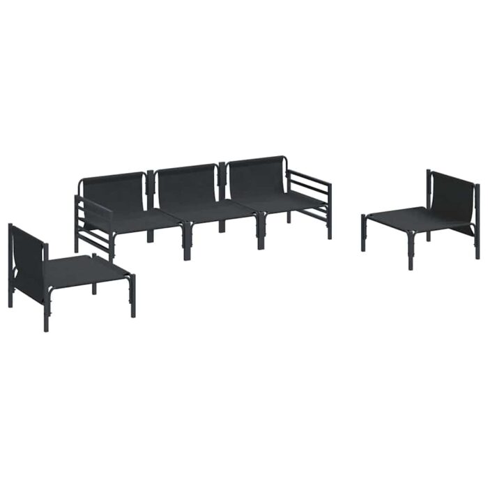 Gartensofa-set mit Kissen 5 pcs Schwarz Stahl – Bild 7