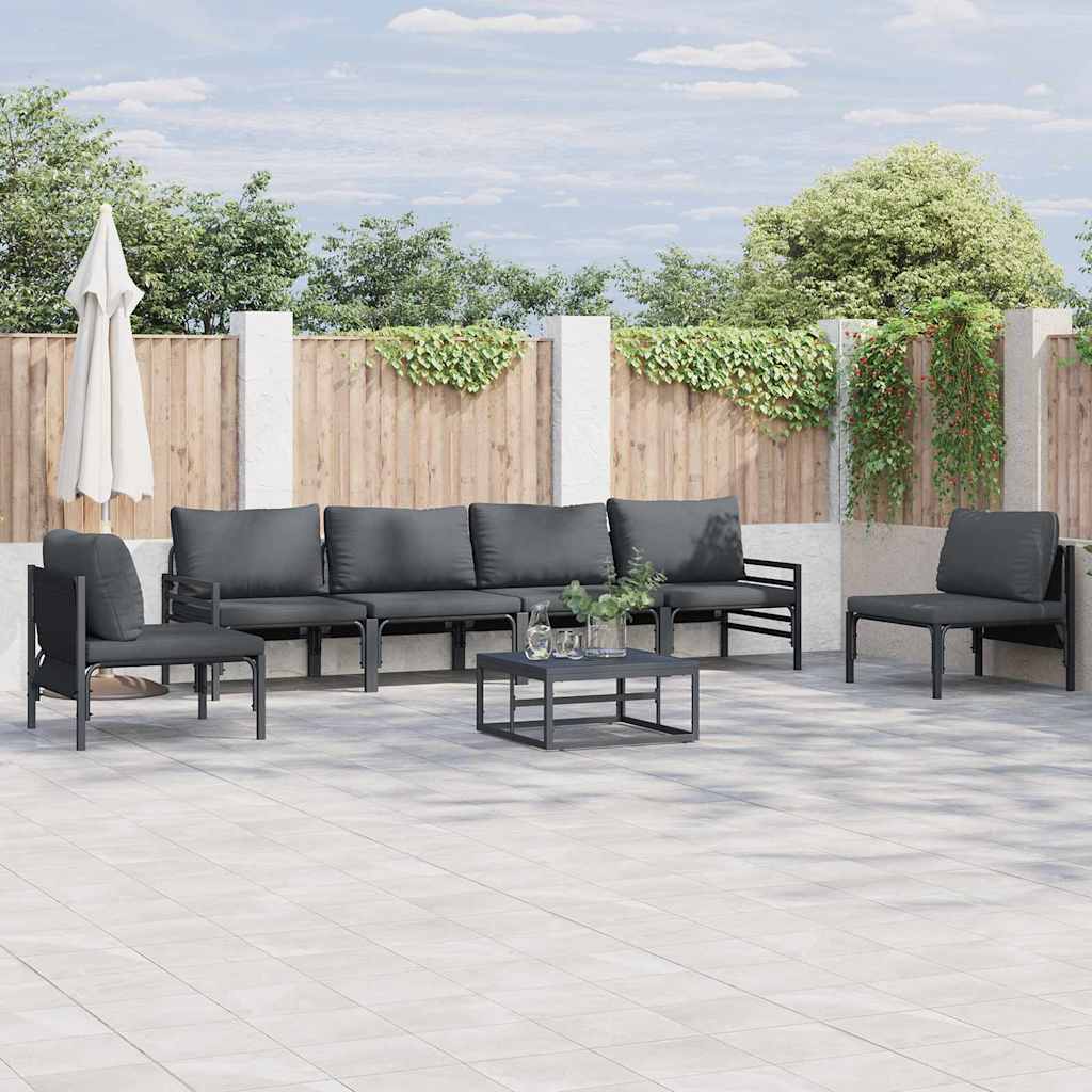 3378976_1.jpg Gartensofa-set mit Kissen 6 pcs Schwarz Stahl – Bild 1