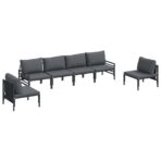 Gartensofa-set mit Kissen 6 pcs Schwarz Stahl – Bild 2