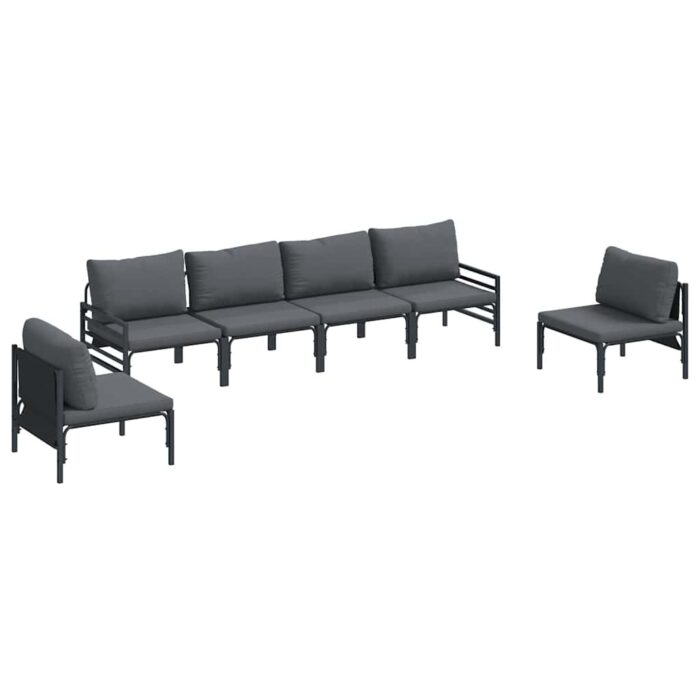Gartensofa-set mit Kissen 6 pcs Schwarz Stahl – Bild 2