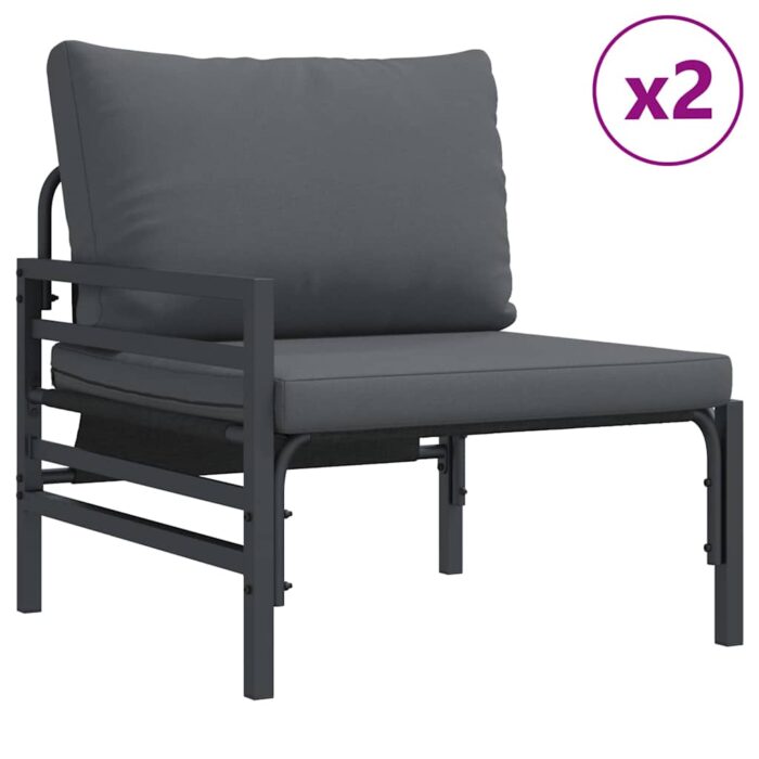 Gartensofa-set mit Kissen 6 pcs Schwarz Stahl – Bild 3