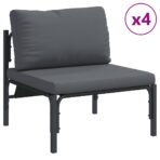 Gartensofa-set mit Kissen 6 pcs Schwarz Stahl – Bild 4