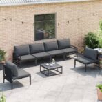 Gartensofa-set mit Kissen 6 pcs Schwarz Stahl – Bild 5