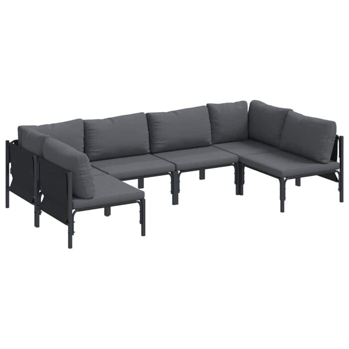 Gartensofa-set mit Kissen 6 pcs Schwarz Stahl – Bild 2