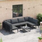 Gartensofa-set mit Kissen 6 pcs Schwarz Stahl – Bild 3