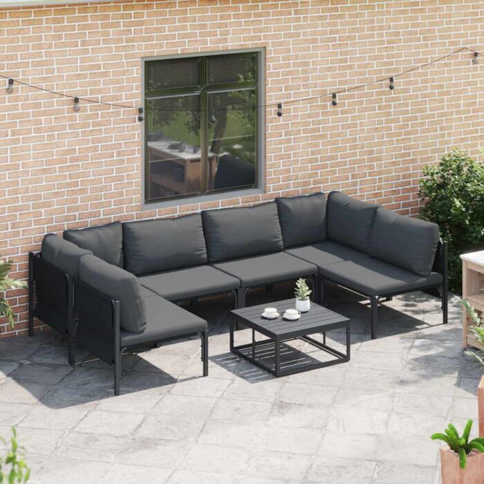 Gartensofa-set mit Kissen 6 pcs Schwarz Stahl – Bild 3