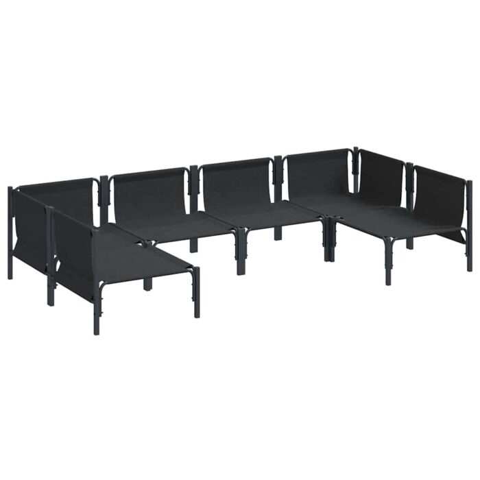 Gartensofa-set mit Kissen 6 pcs Schwarz Stahl – Bild 5