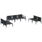 Gartensofa-set mit Kissen 7 pcs Schwarz Stahl – Bild 5