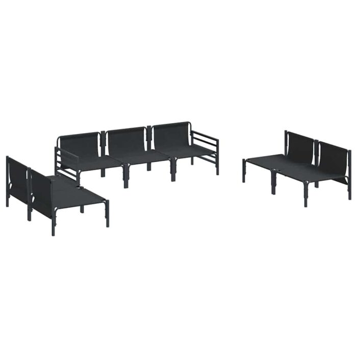 Gartensofa-set mit Kissen 7 pcs Schwarz Stahl – Bild 5