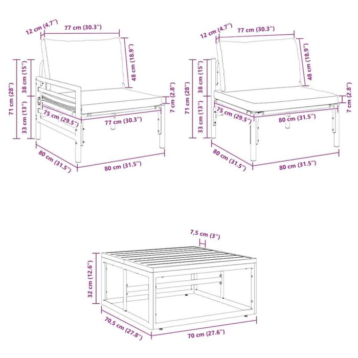 Gartensofa-set mit Kissen 8 pcs Schwarz Stahl – Bild 12