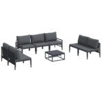 Gartensofa-set mit Kissen 8 pcs Schwarz Stahl – Bild 2