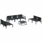 Gartensofa-set mit Kissen 8 pcs Schwarz Stahl – Bild 6