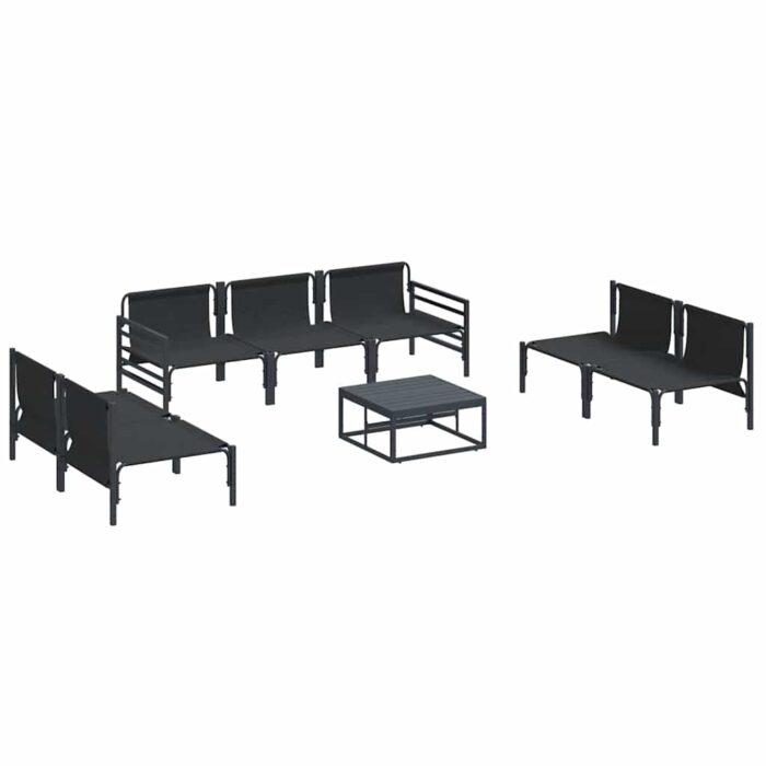 Gartensofa-set mit Kissen 8 pcs Schwarz Stahl – Bild 6