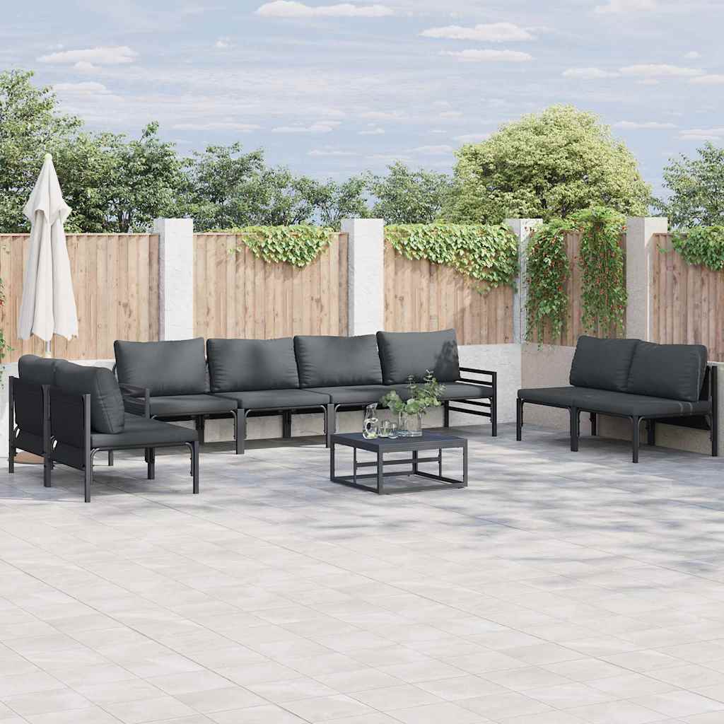 3378984_1.jpg Gartensofa-set mit Kissen 8 pcs Schwarz Stahl – Bild 1