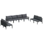Gartensofa-set mit Kissen 8 pcs Schwarz Stahl – Bild 2