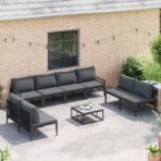 Gartensofa-set mit Kissen 8 pcs Schwarz Stahl – Bild 3