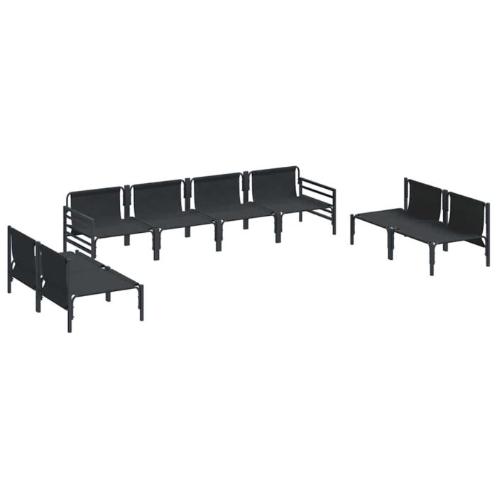 Gartensofa-set mit Kissen 8 pcs Schwarz Stahl – Bild 5