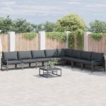 Garten-Sofa-Set mit Kissen 8 pcs Anthrazit Stahl
