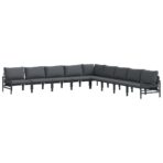 Gartensofa-set mit Kissen 9 pcs Schwarz Stahl – Bild 2