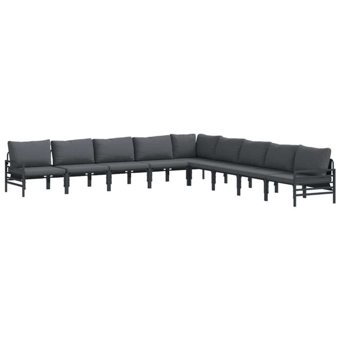 Gartensofa-set mit Kissen 9 pcs Schwarz Stahl – Bild 2