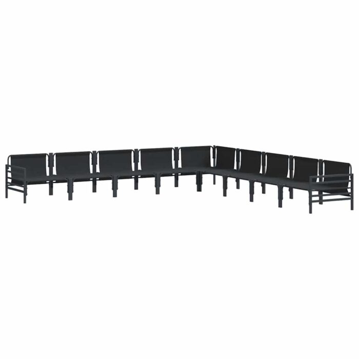 Gartensofa-set mit Kissen 9 pcs Schwarz Stahl – Bild 8